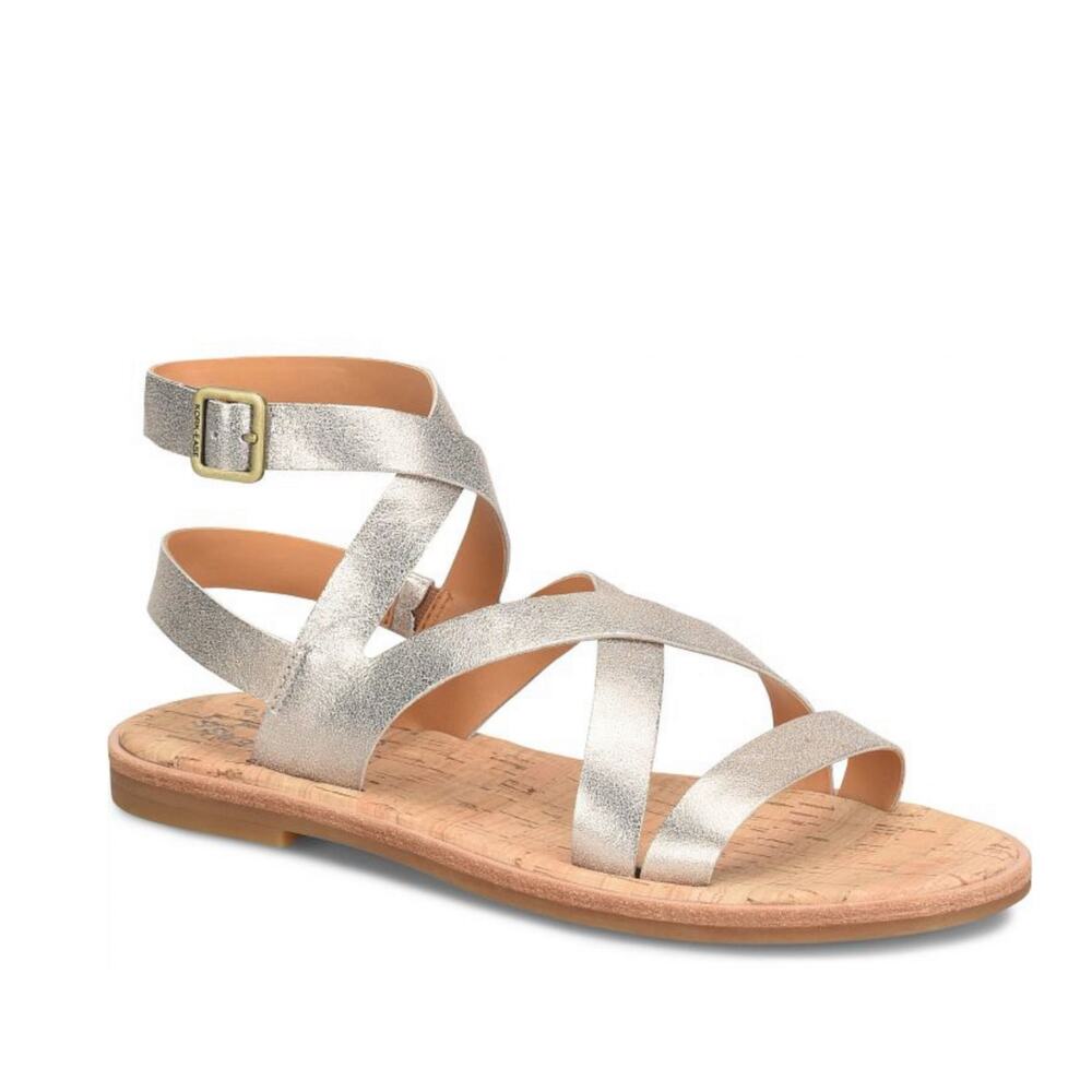 NEW Kork-Ease 8 Bryleigh Ankle Strap Sandal Metallic Gold Tan Leather Comfort